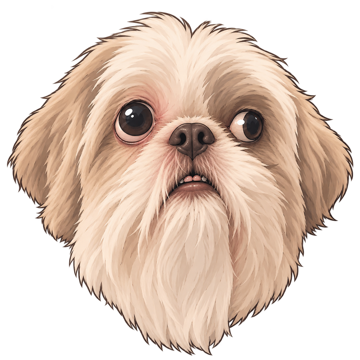 Gizmo, a cream Shih Tzu with wide brown eyes